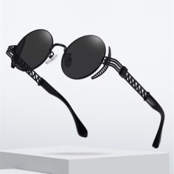 Óculos de sol redondo estilo Steampunk - armação de metal - UV400