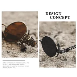 Runda solglasögon i Steampunk-stil - metallbåge - UV400