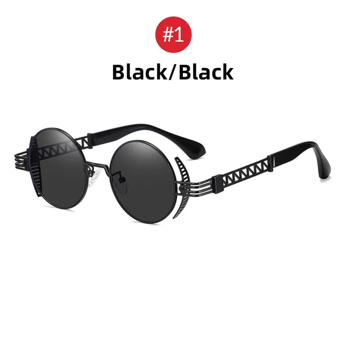 Runde Sonnenbrille im Steampunk-Stil – Metallrahmen – UV400