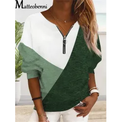 Hoodies & JerséisJersey holgado clásico - Colores en contraste - Cuello de pico con cremallera