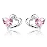AretesDoble corazón / cristales - pendientes de plata