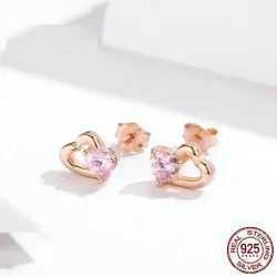 AretesDoble corazón / cristales - pendientes de plata