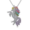 Parure de bijoux avec licorne en cristal - collier - bracelet - bague - boucles d'oreilles