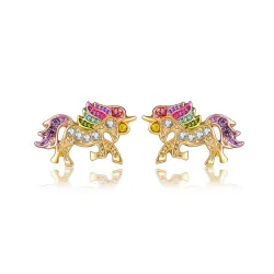 Conjunto de joias com unicórnio cristal - colar - pulseira - anel - brincos