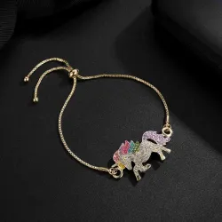 Schmuckset mit Kristall-Einhorn – Halskette – Armband – Ring – Ohrringe