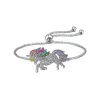 Parure de bijoux avec licorne en cristal - collier - bracelet - bague - boucles d'oreilles