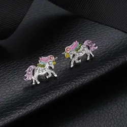 Parure de bijoux avec licorne en cristal - collier - bracelet - bague - boucles d'oreilles