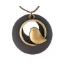 Pingente de madeira com pássaro - colar de corda