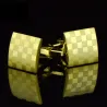 Boutons de manchette carrés dorés - damier laser