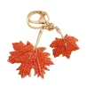 Double feuille d'érable en cristal - porte-clés