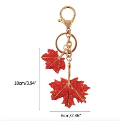 Double feuille d'érable en cristal - porte-clés
