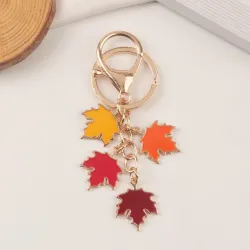 Pendentif feuilles d'érable colorées - porte-clés