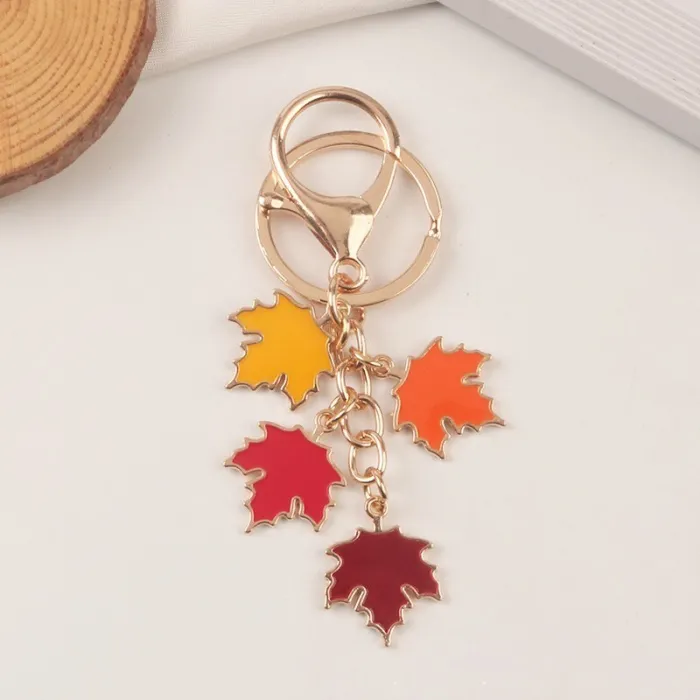 Pendentif feuilles d'érable colorées - porte-clés