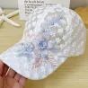 Thin lace baseball cap - embroidered flowers / leavesHats & Caps