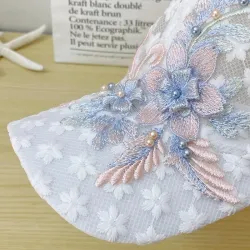 Thin lace baseball cap - embroidered flowers / leavesHats & Caps