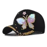 Fasjonabel baseballcap - krystaller - perler - paljetter - sommerfugl