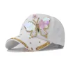 Berretto da baseball alla moda - cristalli - perle - paillettes - farfalla