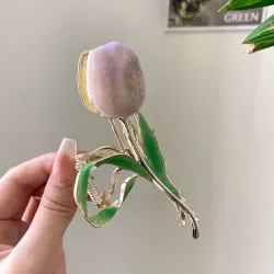 grampo de cabelo em forma de tulipa