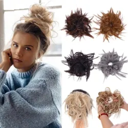 Faux chignon - chouchou élastique avec cheveux synthétiques - perruque