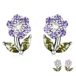 Orecchini a forma di fiori di cristallo - Argento 925
