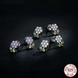 Boucles d'oreilles en forme de fleurs en cristal - argent sterling 925