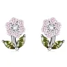 Krystalblomsterformede øreringe - 925 sterling sølv