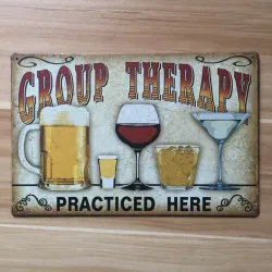 Group Therapy - vintage metal sign - wall stickerPlaques & Signs