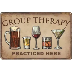 Groepstherapie - vintage metalen bord - muurstickerPlaten & Borden
