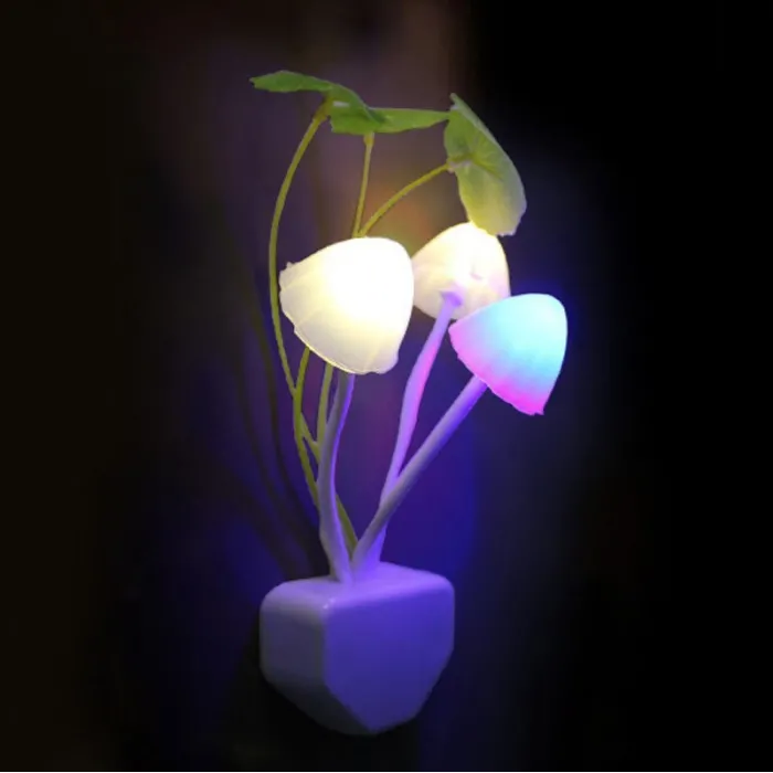 LED nattlys - veggplugg - fargerik sopp / lotusblomst