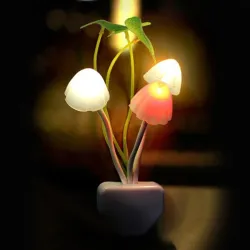 LED nattlys - veggplugg - fargerik sopp / lotusblomst