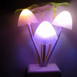 LED nattlys - veggplugg - fargerik sopp / lotusblomst