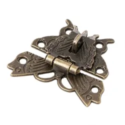 Bronse antikk sommerfugl - hasp - lås - møbellås