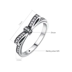 Elegant ring with crystal bowknot - 925 sterling silverRings