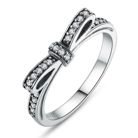 Eleganter Ring mit Kristallschleife – 925er Sterlingsilber