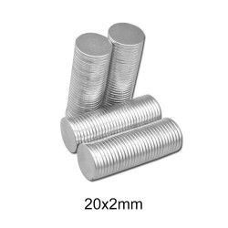 N35 - neodymium magneet - sterke ronde schijf - 20mm * 2mm - 10 stuksN35