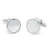 Boutons de manchette ronds en perles d'argent