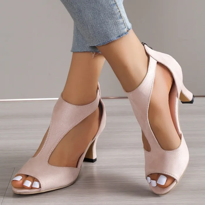 Sandales élégantes à talons hauts - avec fermeture éclair au dos