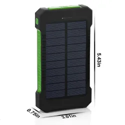 Solenergibank - dobbel USB - vanntett - med kompassnøkkelring - LED - 30000mAh