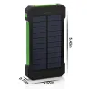 Solenergibank - dubbel USB - vattentät - med kompassnyckelring - LED - 30000mAh