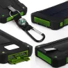 Solenergibank - dubbel USB - vattentät - med kompassnyckelring - LED - 30000mAh