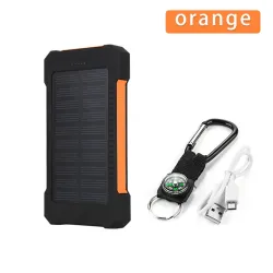 Aurinkosähköpankki - kaksi USB-liitäntää - vedenpitävä - kompassin avaimenperällä - LED - 30000mAh