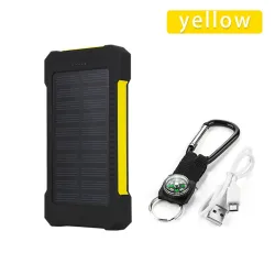 Aurinkosähköpankki - kaksi USB-liitäntää - vedenpitävä - kompassin avaimenperällä - LED - 30000mAh