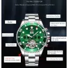 RelojesTEVISE - elegante reloj automático - acero inoxidable - resistente al agua - dorado / verde