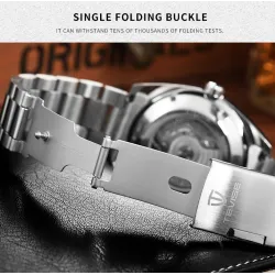 RelojesTEVISE - elegante reloj automático - acero inoxidable - resistente al agua - dorado / verde