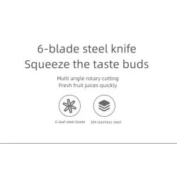 Multifunksjon 6-blads blender - juicer / smoothie maker / isknuser - USB