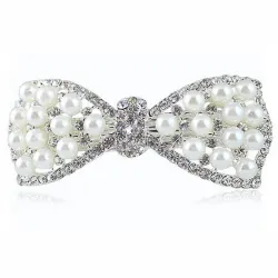 Crystal bowknot with pearls - hair clipHair clips