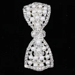 Pinzas de cabelloLazo de cristal con perlas - pinza para el pelo