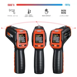 Digital infrared thermometer - non contact handheld gun laser with LCD displayMeasurement