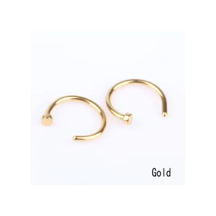 Nesebøyle ring - kroppspiercing - rustfritt stål - 2 stk