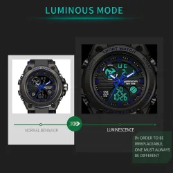 SANDA - sports Quartz-klokke - lysende - vanntett